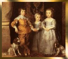 Kinder von Karl I. mit Cavalier King Charles Spaniel